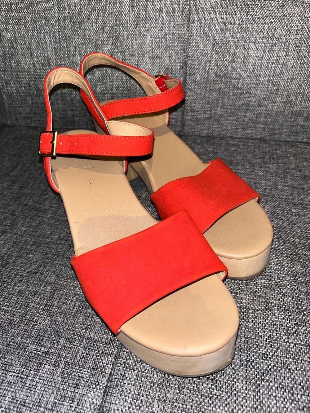 LOFT Red Platform Clog Sandals